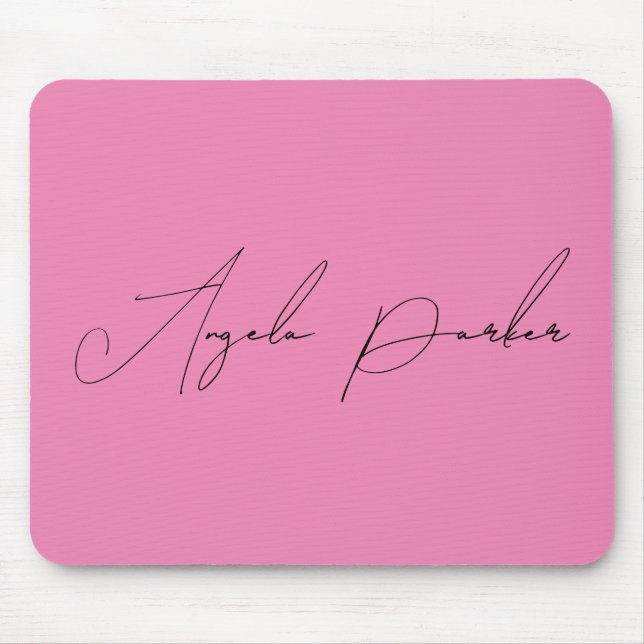 Handwriting Plain Simple Pink Professional Name Mouse Pad (Front)