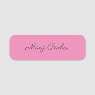 Handwriting Plain Simple Pink Professional Name Name Tag