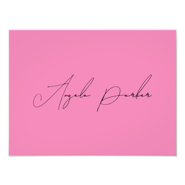 Handwriting Plain Simple Pink Professional Name Photo Print (Front)