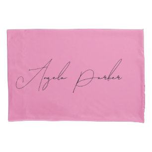 Handwriting Plain Simple Pink Professional Name Pillowcase