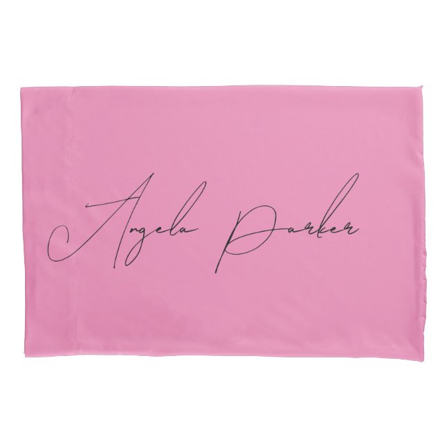 Handwriting Plain Simple Pink Professional Name Pillowcase (Front)