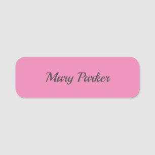 Handwriting Plain Simple Pink Professional Name Tag