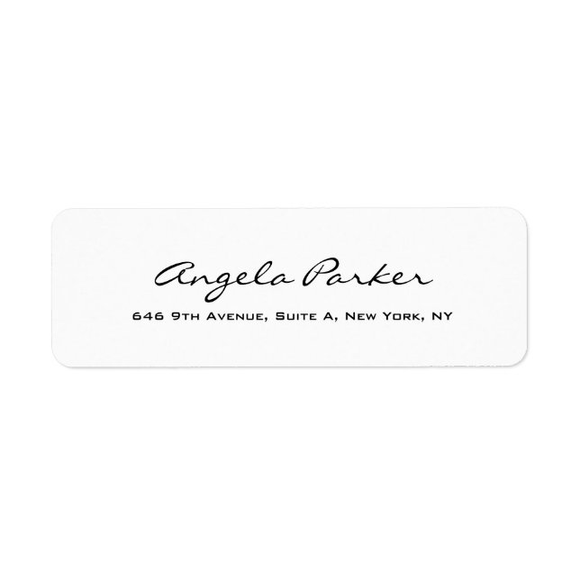 Handwriting Plain Simple White Professional Modern Return Address Label (Front)
