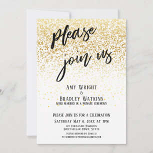 Handwriting Please Join Us Confetti Reception Invitation