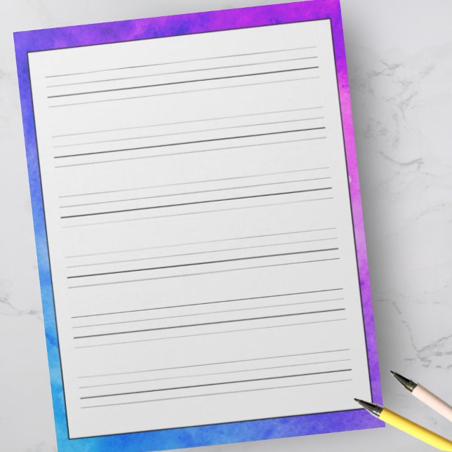 Handwriting Practice Sheets Purple Blue Watercolor Notepad (Creator Uploaded)