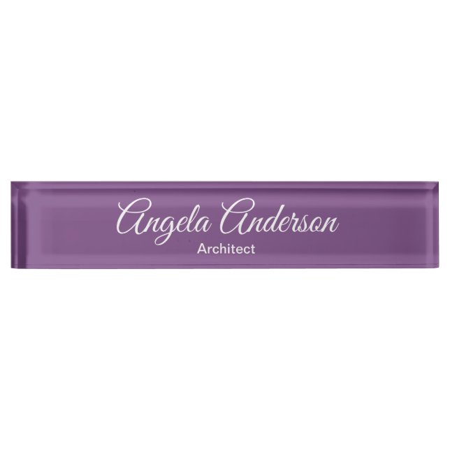 Handwriting Purple Professional Plain Elegant Nameplate (Front)