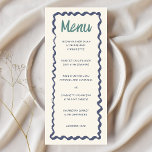 Handwriting Retro Wavy Frame Green Blue Wedding Menu<br><div class="desc">Handwriting Retro Wavy Frame Green Blue Wedding Menu Card</div>