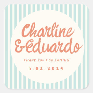 Handwriting RetroWedding Rectangular Sticker