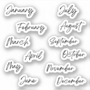 Handwriting Script Black Months of the Year