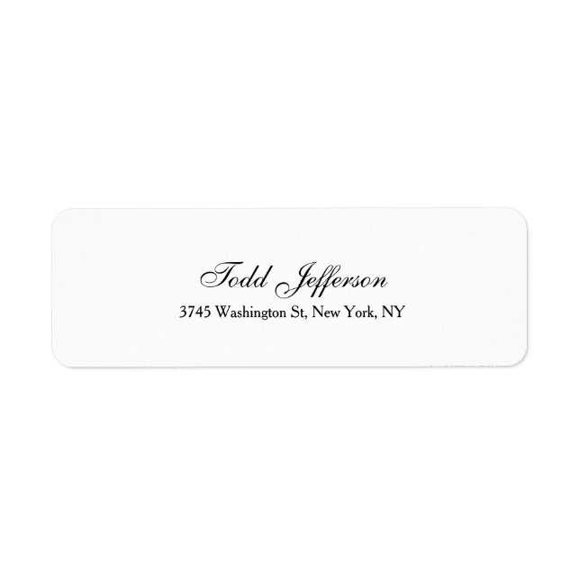 Handwriting Script Creative Plain Black & White Return Address Label (Front)