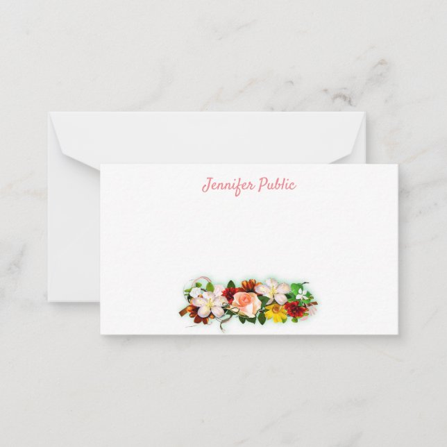 Handwriting Script Elegant Colourful Watercolor Card (Front)