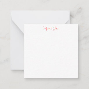 Handwriting Script Elegant Plain Simple Red White Card