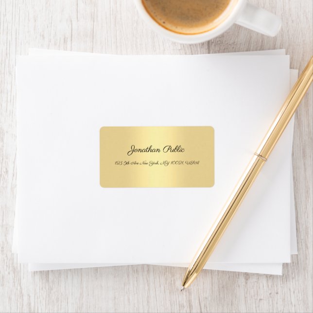 Handwriting Script Gold Modern Simple Template Label (Insitu)