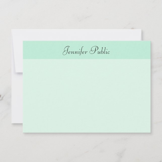 Handwriting Script Mint Green Modern Template (Front)