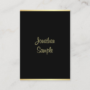 Handwriting Script Name Black Gold Modern Template Business Card