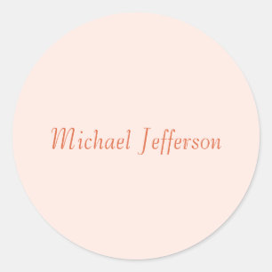 Handwriting Script Name Elegant Plain Simple Classic Round Sticker
