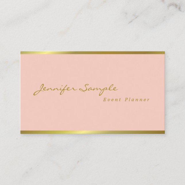 Handwriting Script Pink Gold Modern Elegant Salon Business Card (Front)