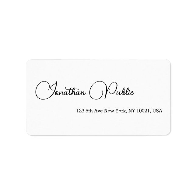 Handwriting Script Template Elegant Address Label (Front)
