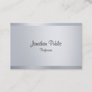 Handwriting Script Template Modern Faux Silver Business Card