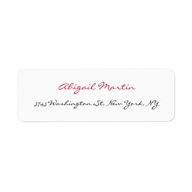 Handwriting Script Unique White Professional Return Address Label (Front)
