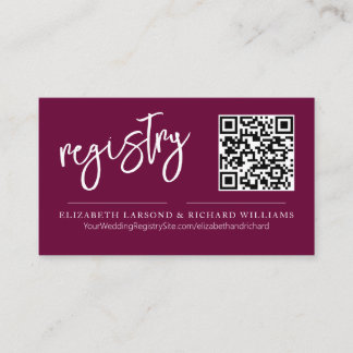 Handwriting Simple Modern Wedding Registry QR Enclosure Card