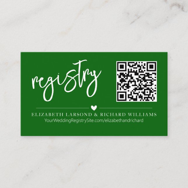 Handwriting Simple Modern Wedding Registry QR Enclosure Card (Front)
