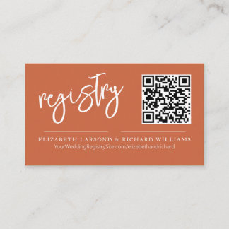 Handwriting Simple Modern Wedding Registry QR Enclosure Card