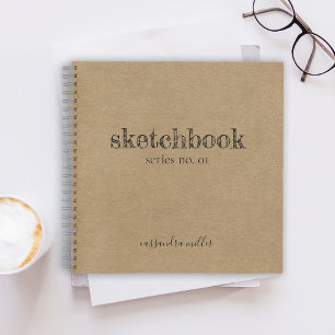 Handwriting Text Kraft Paper Cover Sketchbook Notebook