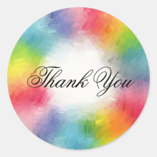 Handwriting Thank You Text Colourful Template Classic Round Sticker