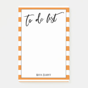 Handwriting To Do List Bright Orange White Stripes Post-it Notes