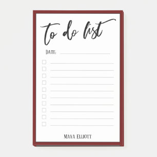 Handwriting To Do List Dark Burgundy Border Lined Post-it Notes