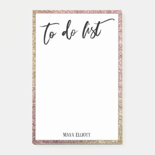 Handwriting To Do List Faux Glitter Ombre Border Post-it Notes