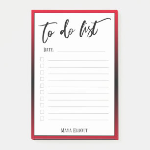 Handwriting To Do List Lined Red Ombre Border Post-it Notes