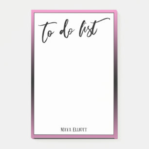 Handwriting To Do List Pink and Black Ombre Border Post-it Notes