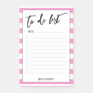 Handwriting To Do List Pink Stripes, Lined Post-it Notes