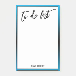 Handwriting To Do List Sky Blue Black Ombre Border Post-it Notes