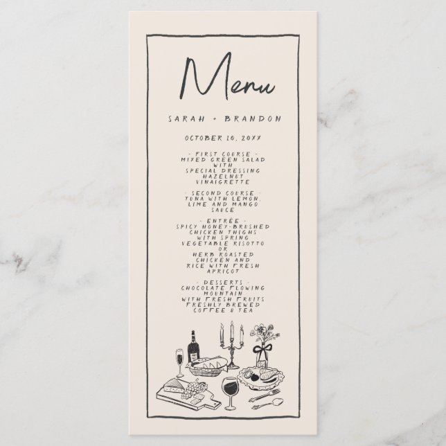 Handwriting Typography Retro Wedding Menu (Front)