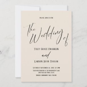 Handwriting Typography Simple The Wedding Of Cream Invitation