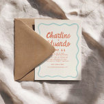 Handwriting Wavy Pastel Retro Simple Wedding Invitation<br><div class="desc">Handwriting Pastel Retro Simple Blue Striped Wedding invitation</div>