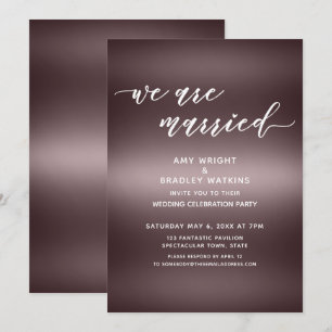 Handwriting We Are Married Over Rose Gold Invitation