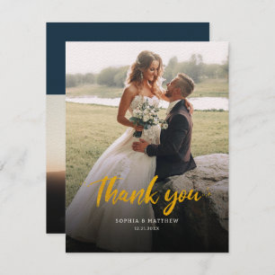 Handwriting Wedding Day Photo Thank You Card