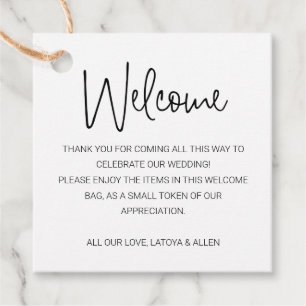 Handwriting Wedding Welcome Gift Bag Basket Favour Tags
