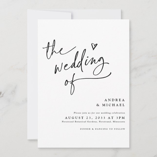 Handwriting with Heart Wedding Modern QR Code Invitation (Front)