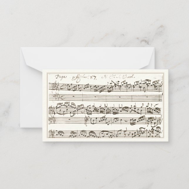 Handwritten 1700s Music Composition Fugue Bach Card (Front)