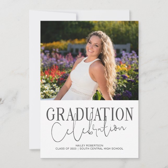 Handwritten 2 Photo 2024 Graduation Celebration Invitation (Front)
