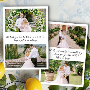 Handwritten 4 Photo Wedding Thank You Card