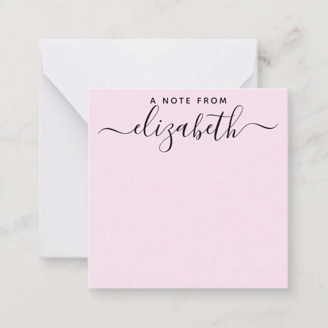 Handwritten A Note From Script Name Blush Pink Card (Front)