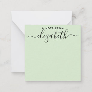 Handwritten A Note From Script Name Mint Green Card