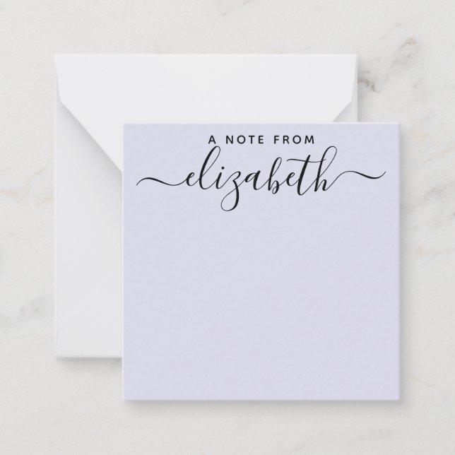 Handwritten A Note From Script Name Purple Card (Front)