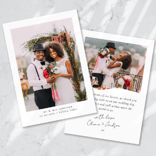 Handwritten Aesthetic Photo Wedding Thank You Card